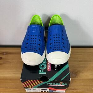 Skechers Toddler Boys Foamies Molded Slip-On Shoe in Blue/ Lime Size 11